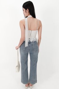 Sam Straight Cut Cuffed Hem Denim Jeans in Light Faded Wash