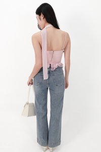 Sam Straight Cut Cuffed Hem Denim Jeans in Light Faded Wash