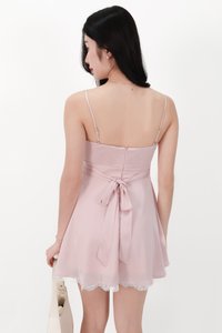 SALE EXCLUSIVE | Lindsie Lace Trim Romper Dress in Light Pink