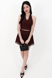 SALE EXCLUSIVE | Laurie Lace Halter Co-ord Top in Dark Brown