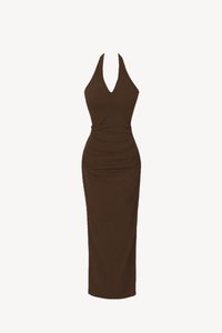SALE EXCLUSIVE | Hira Halter Maxi Dress in Dark Brown