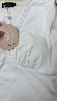 DEFECT | Lenna Lace Trim Tee in White in M