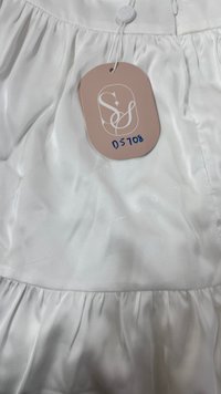 DEFECT | Serena Satin Tiered Maxi Skirt in White ( Petite Length ) in XS