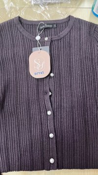 DEFECT | Briella Button Up Knit Cardigan in Dark Grey Mauve in L