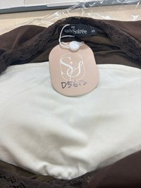 DEFECT | Lilah Lace Trim Layered Sleeved Top in Dark Brown x White in S