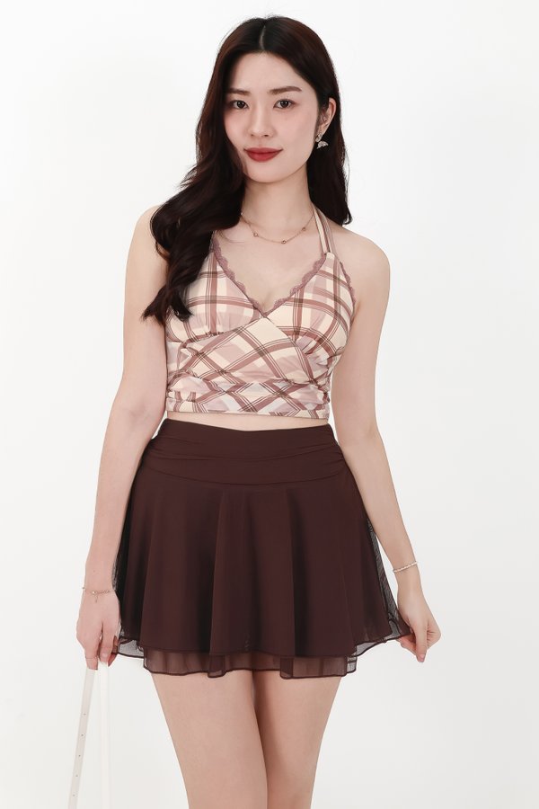 SALE EXCLUSIVE | Pennie Plaid Halter Top in Brown