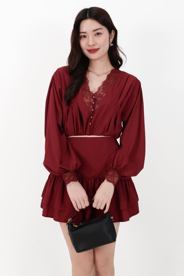 Carey Co-ord Set in Dark Red