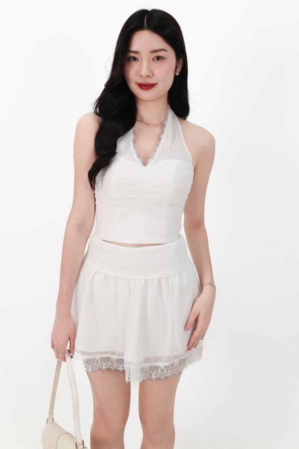 SALE EXCLUSIVE | Laurie Lace Halter Co-ord Top in White