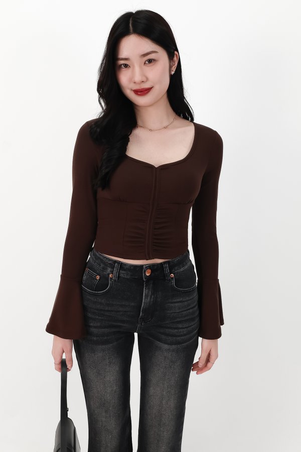 SALE EXCLUSIVE | Bennie Bell Sleeve Top in Dark Brown