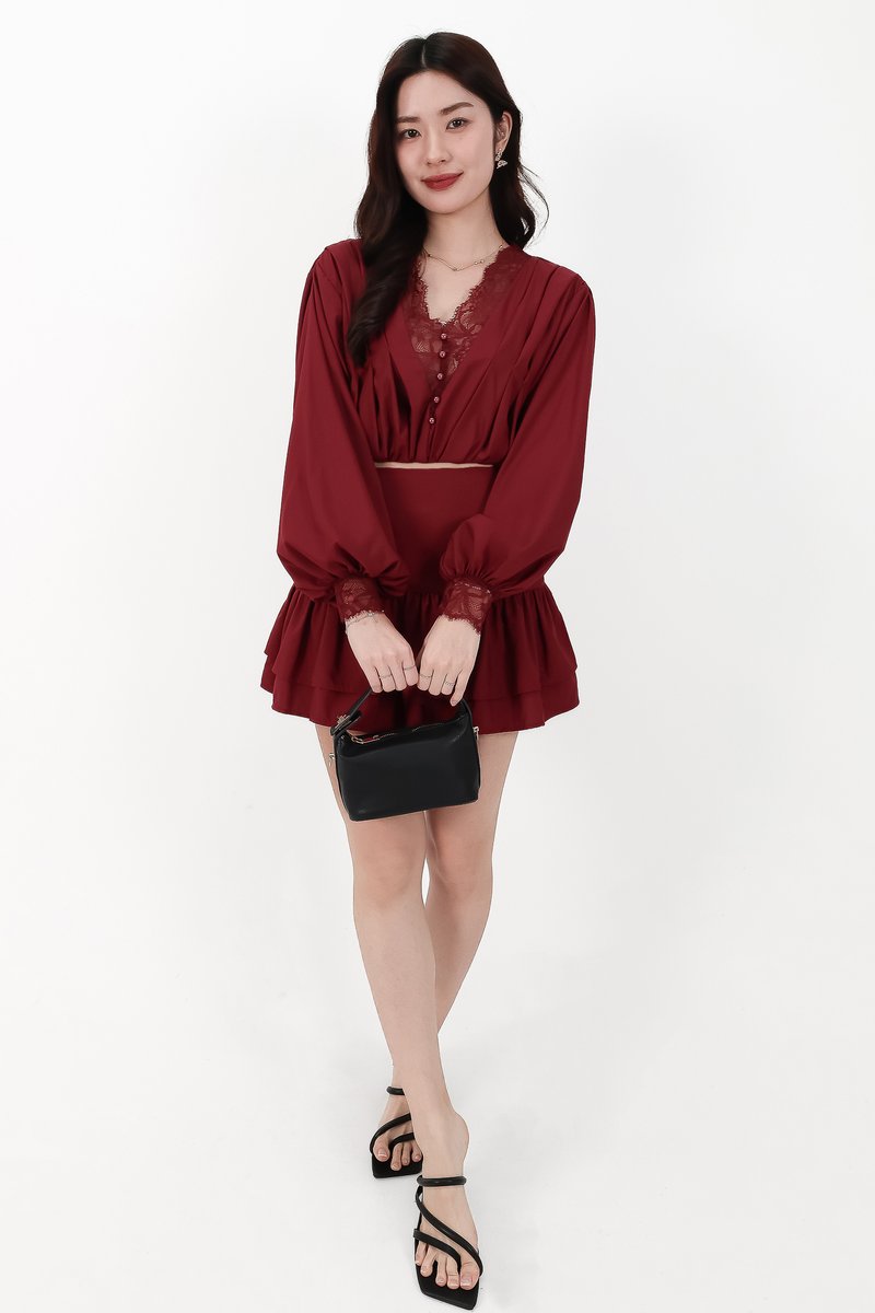 Carey Co-ord Set in Dark Red