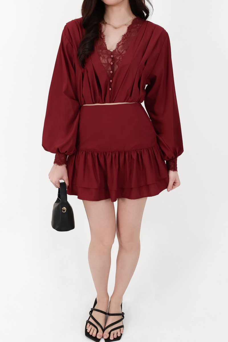 Carey Co-ord Set in Dark Red