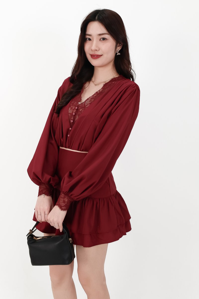 Carey Co-ord Set in Dark Red