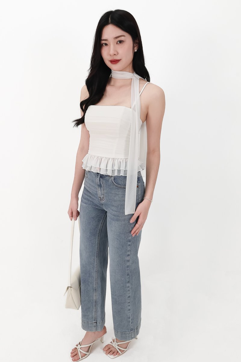Sam Straight Cut Cuffed Hem Denim Jeans in Light Faded Wash