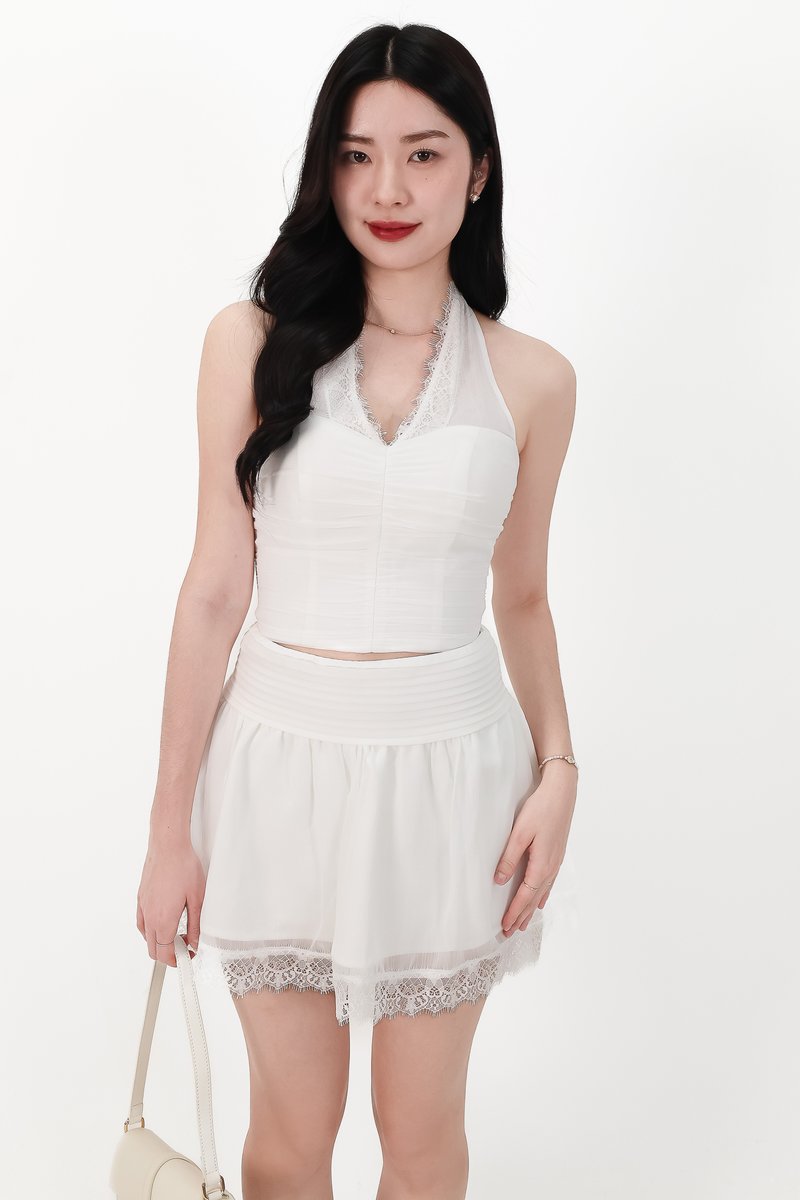 SALE EXCLUSIVE | Laurie Lace Halter Co-ord Top in White