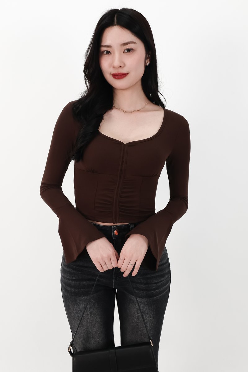 SALE EXCLUSIVE | Bennie Bell Sleeve Top in Dark Brown