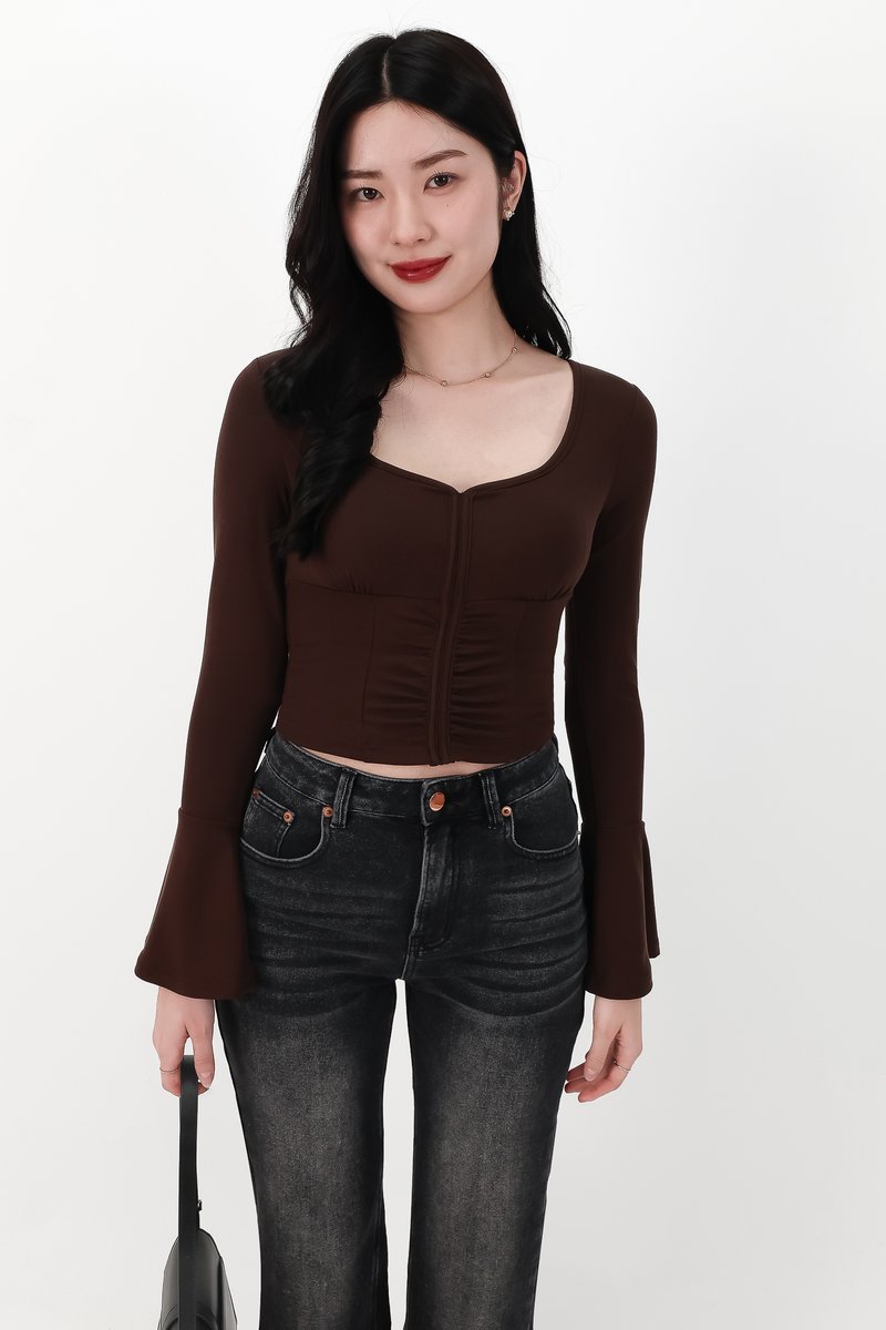 SALE EXCLUSIVE | Bennie Bell Sleeve Top in Dark Brown