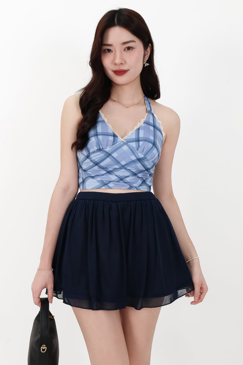 SALE EXCLUSIVE | Pennie Plaid Halter Top in Blue