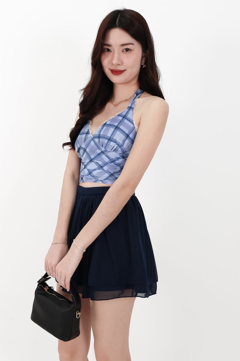 SALE EXCLUSIVE | Pennie Plaid Halter Top in Blue