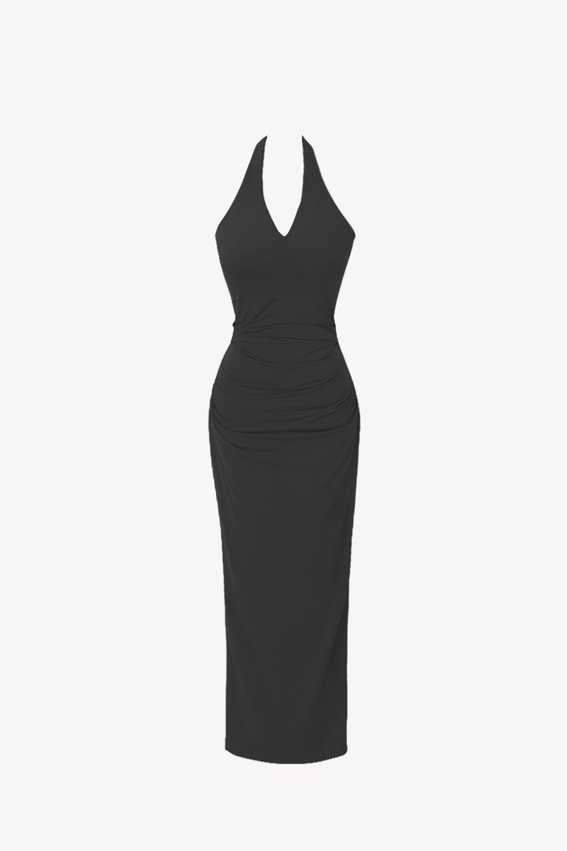 SALE EXCLUSIVE | Hira Halter Maxi Dress in Dark Grey