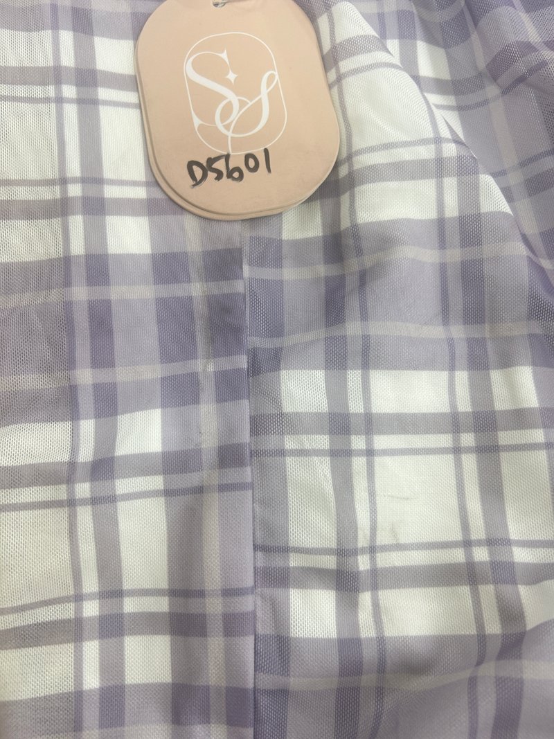 DEFECT | Pei Plaid Mesh Cheongsam Dress in Soft Lilac in M