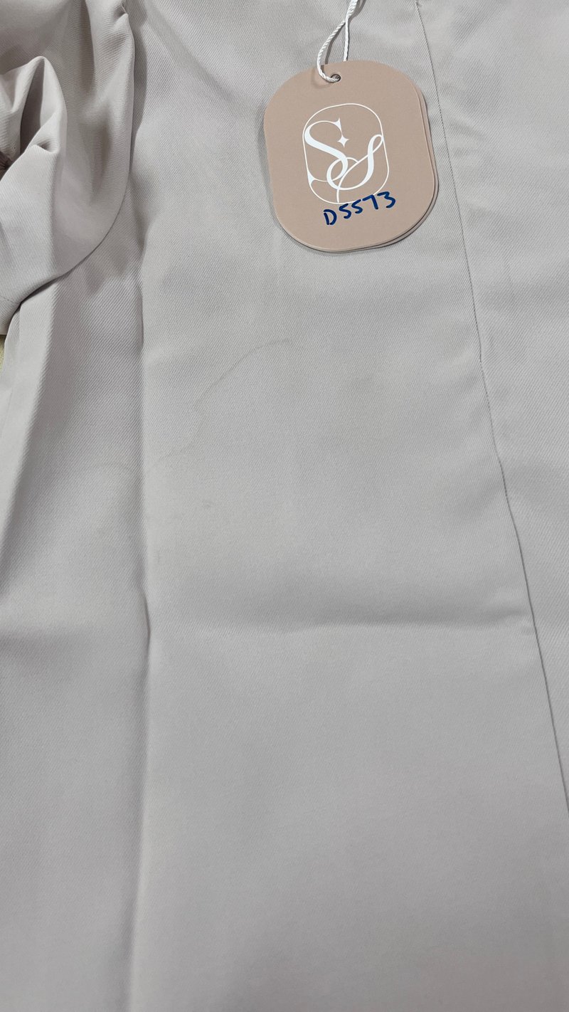 DEFECT | Girl Puffy Sleeve Ribbon Dress in Nude Grey in 4Y