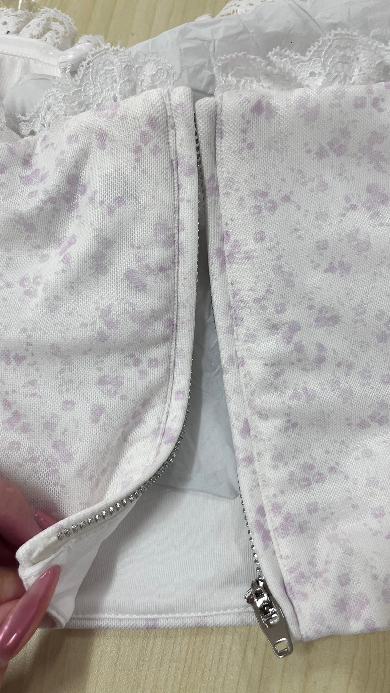 DEFECT | Freesa Floral Mesh Co-ord Top in White X Lilac in L