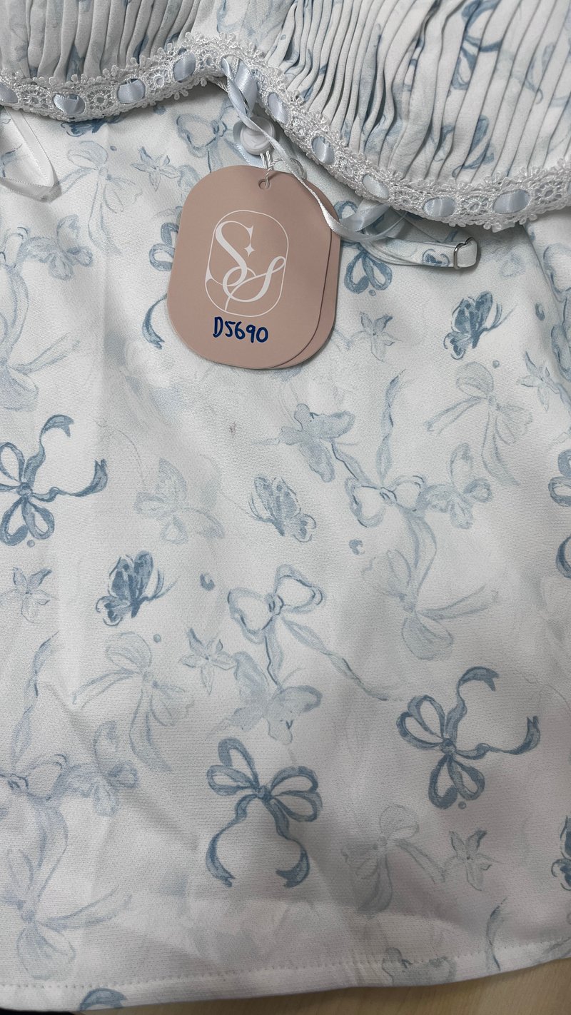 DEFECT | Renni Ribbon Printed Midaxi in Light Blue in S