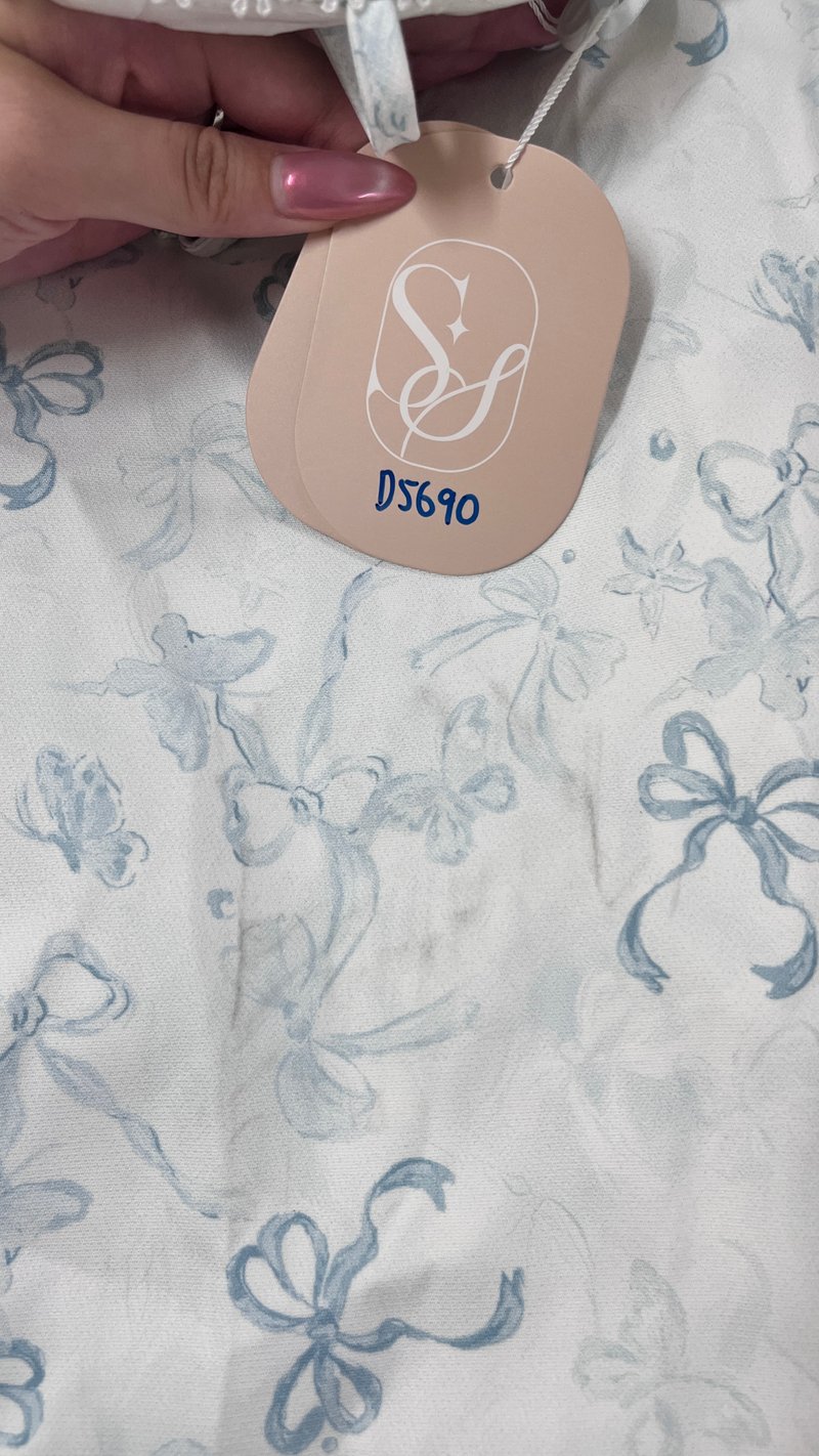 DEFECT | Renni Ribbon Printed Midaxi in Light Blue in S