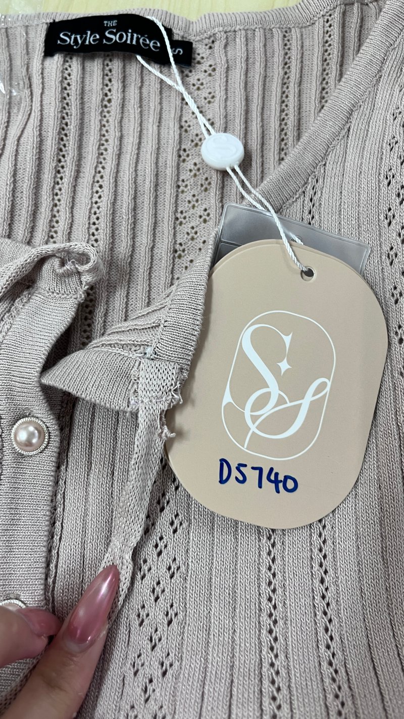 DEFECT | Phelia Pointelle Knit Cardigan Top in Soft Pink in S