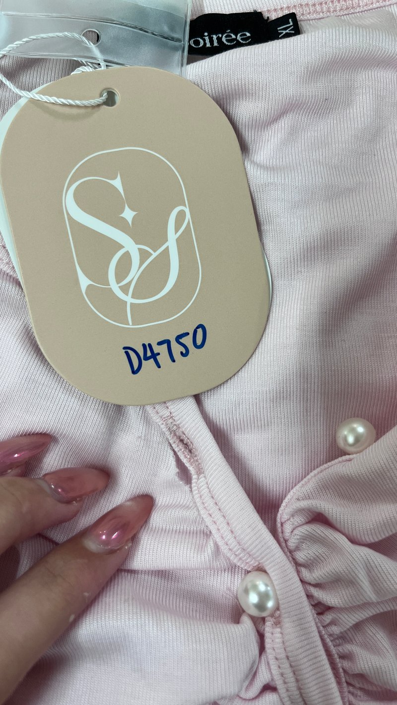 DEFECT | Parisa Pearl Peplum Cardigan Top in Light Pink in XL