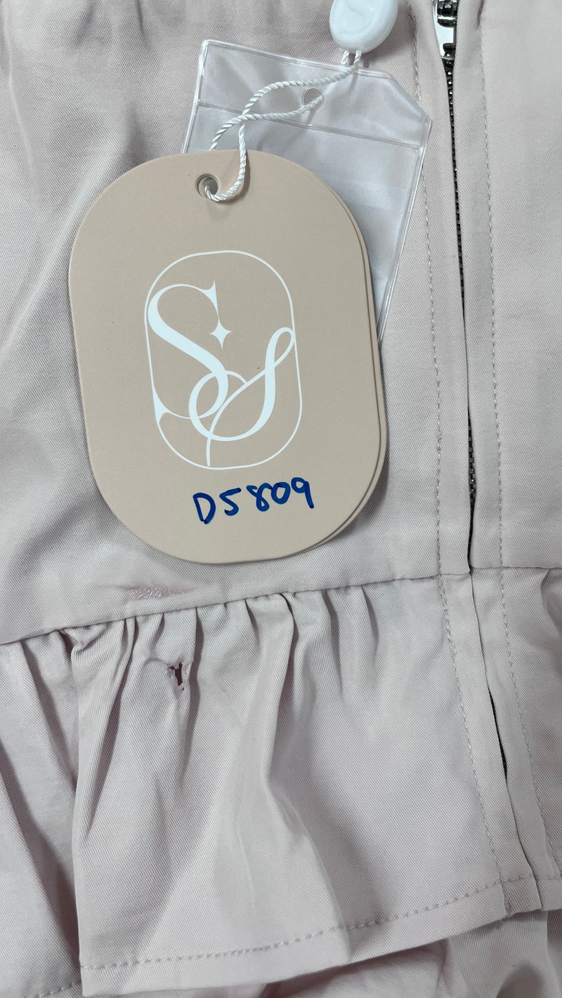 DEFECT | Pam Pleated Peplum Two Way Top in Light Pink in XS