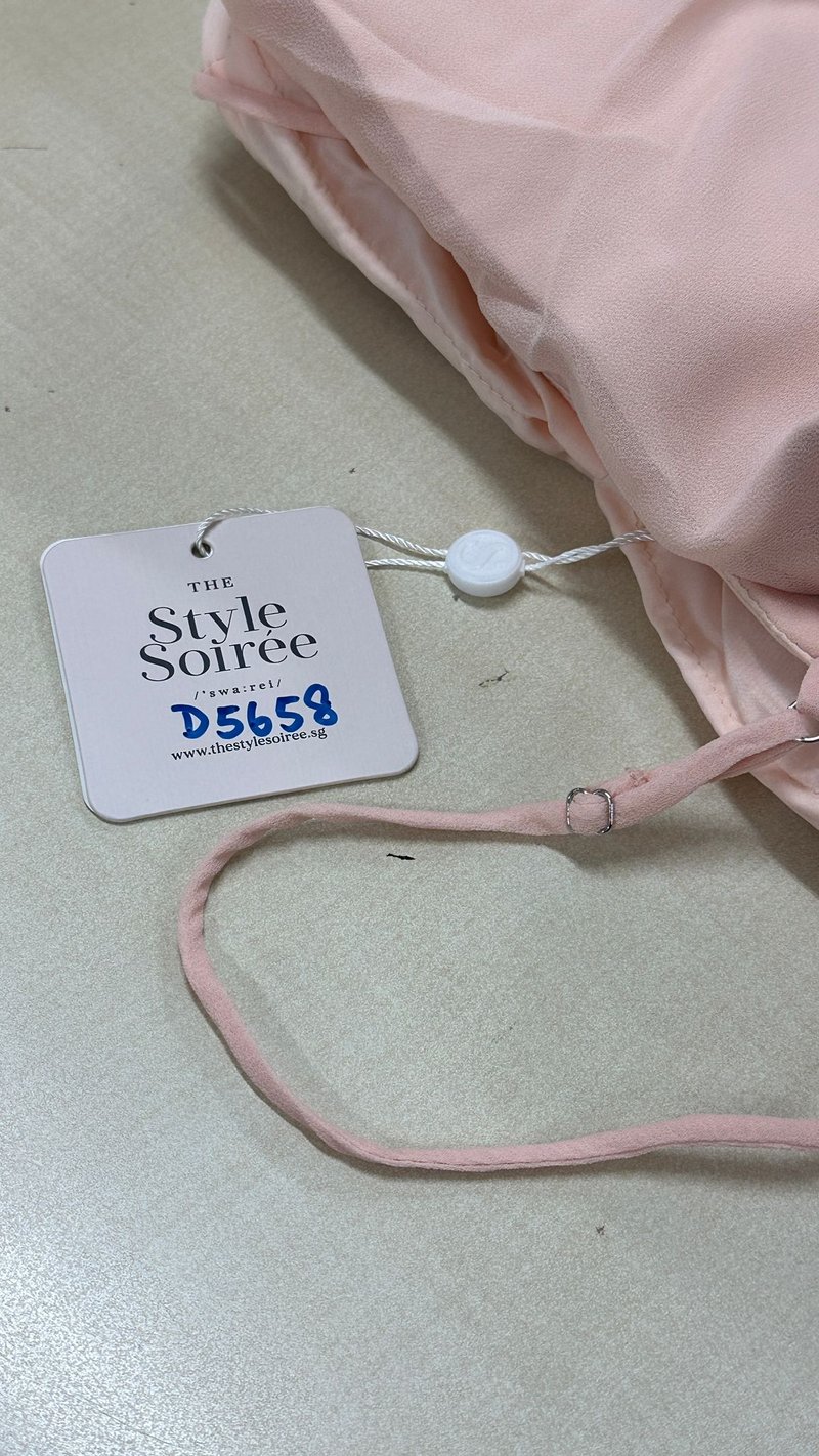 DEFECT | Caprina Chiffon Maxi Dress in Light Peach Pink in M