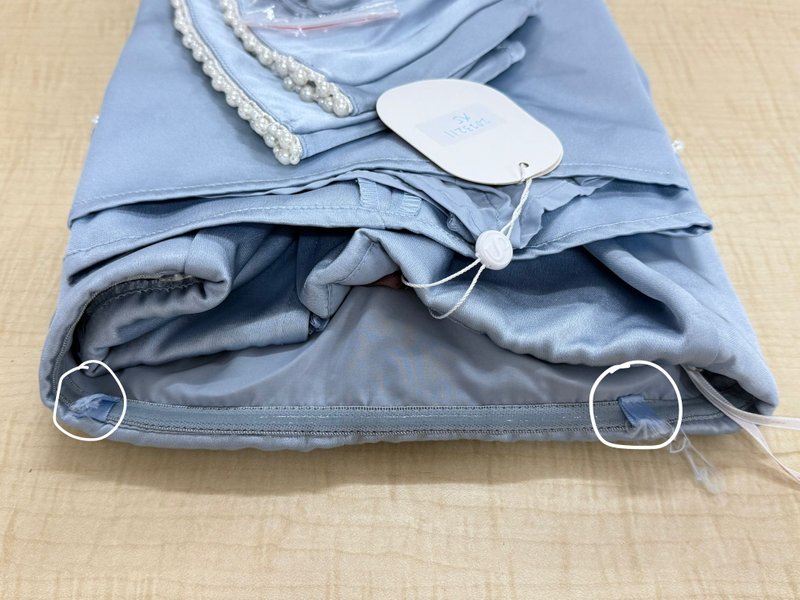 DEFECT | Paris Pearl Satin Romper Dress in Blue in XS