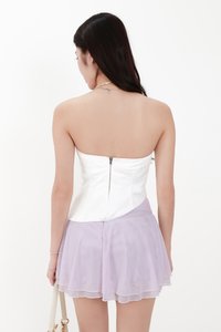 Saena Satin Tie Strap Top in White