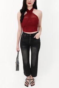 Merel Multi Way Mesh Top in Dark Red