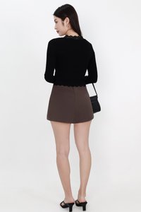 Rami Ruched Skorts in Dark Brown