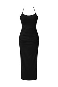 Calina Cross Back Maxi Dress in Black