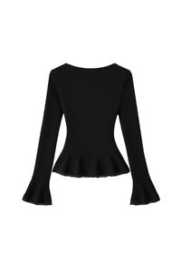 RESTOCKS | Parisa Pearl Peplum Cardigan Top in Black