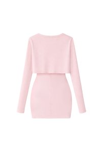 Chaewon Cardigan Romper Dress Set in Light Cool Pink