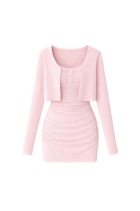 Chaewon Cardigan Romper Dress Set in Light Cool Pink