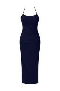 Calina Cross Back Maxi Dress in Midnight Blue