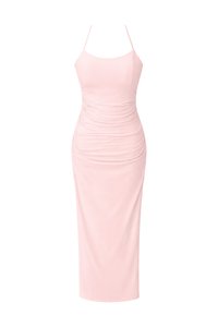 Calina Cross Back Maxi Dress in Light Pink