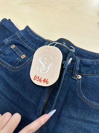 DEFECT | Sam Straight Cut Cuffed Hem Denim Jeans in Very Dark Wash in XS