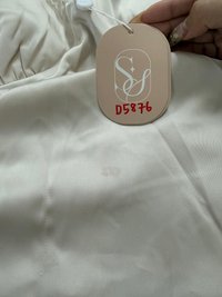 DEFECT | Avery Asymmetrical Lace Trim Top in Light Champagne in M