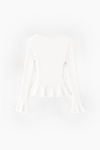 CNY2026 | Parisa Pearl Peplum Cardigan Top in White