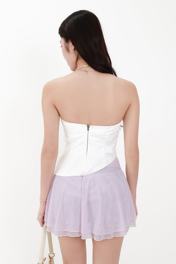 Saena Satin Tie Strap Top in White