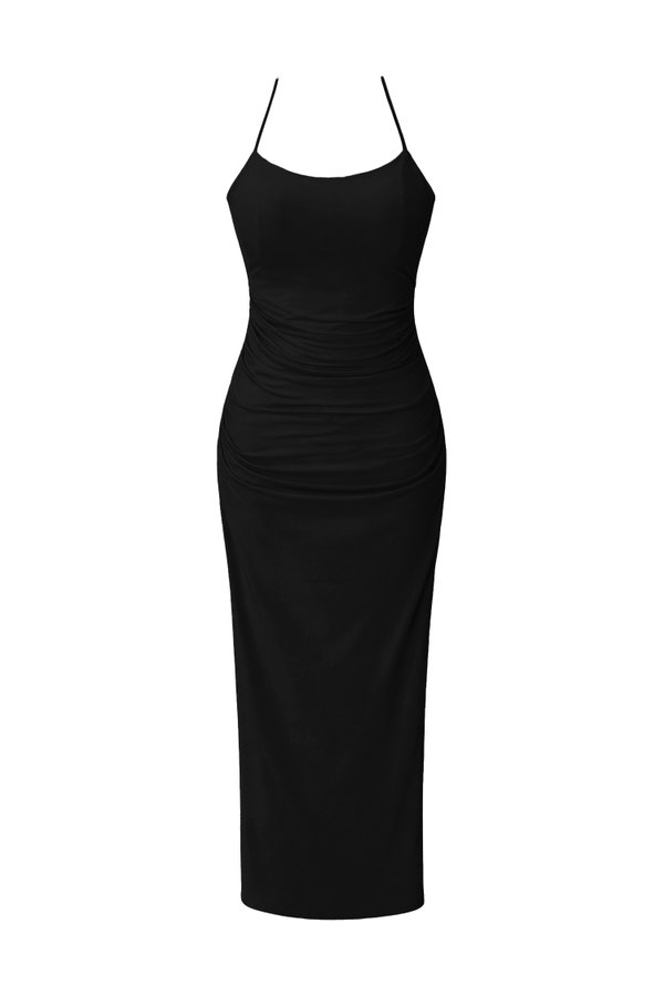 Calina Cross Back Maxi Dress in Black