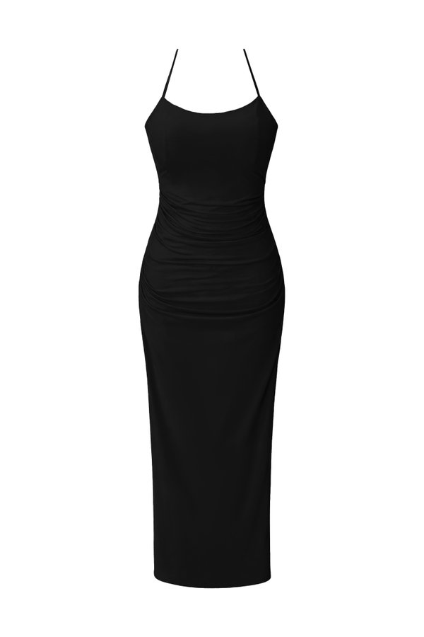 Calina Cross Back Maxi Dress in Black