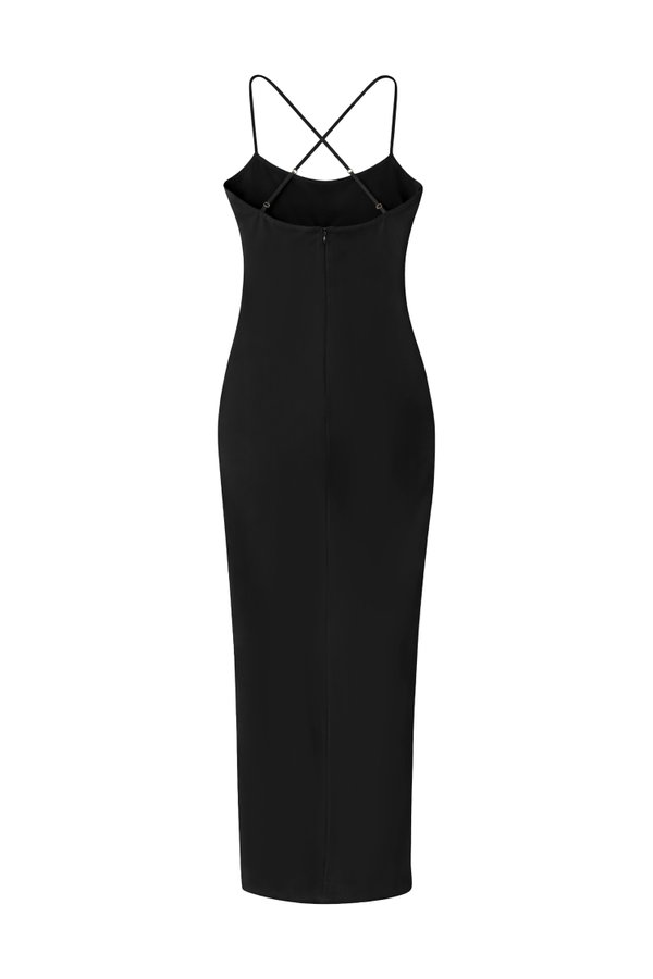 Calina Cross Back Maxi Dress in Black