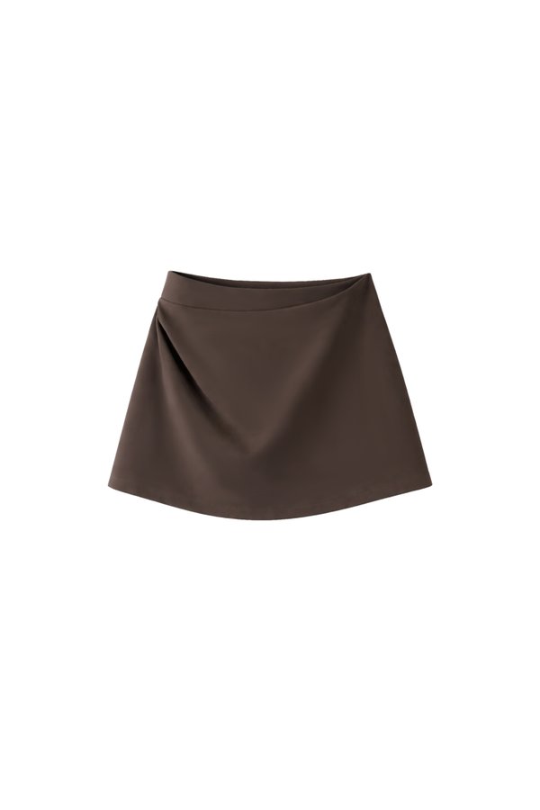 Rami Ruched Skorts in Dark Brown